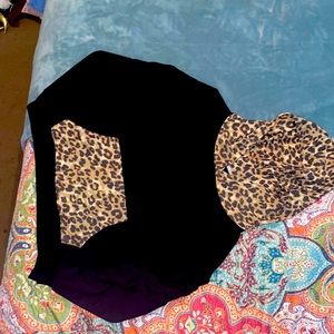 black and cheetah print pullover, This is a large it is by the brand Zenana.